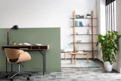 Hot Miliboo Silla de escritorio negro y madera clara con ruedas BENT