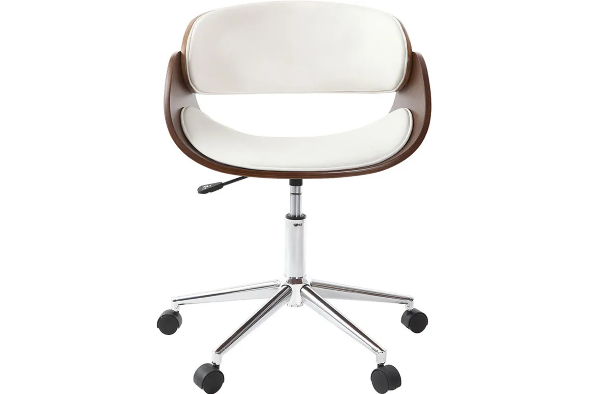 Best Miliboo Silla de escritorio nogal y blanco con ruedas BENT
