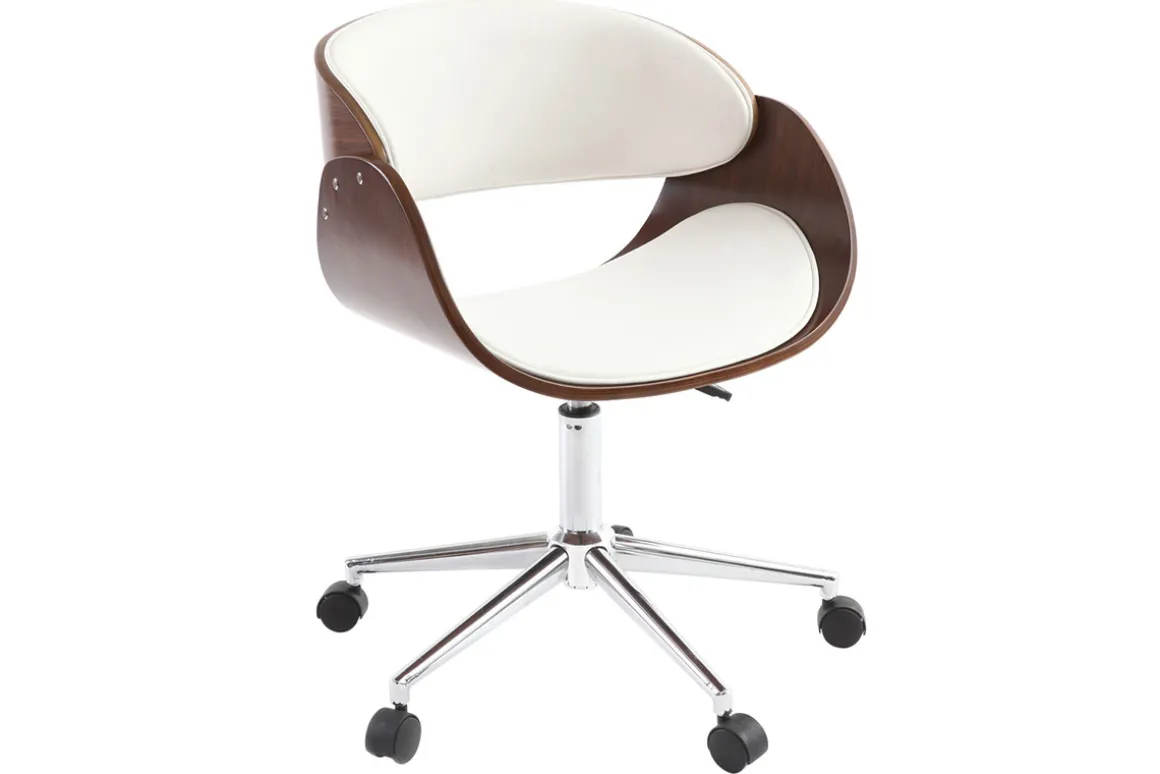 Best Miliboo Silla de escritorio nogal y blanco con ruedas BENT