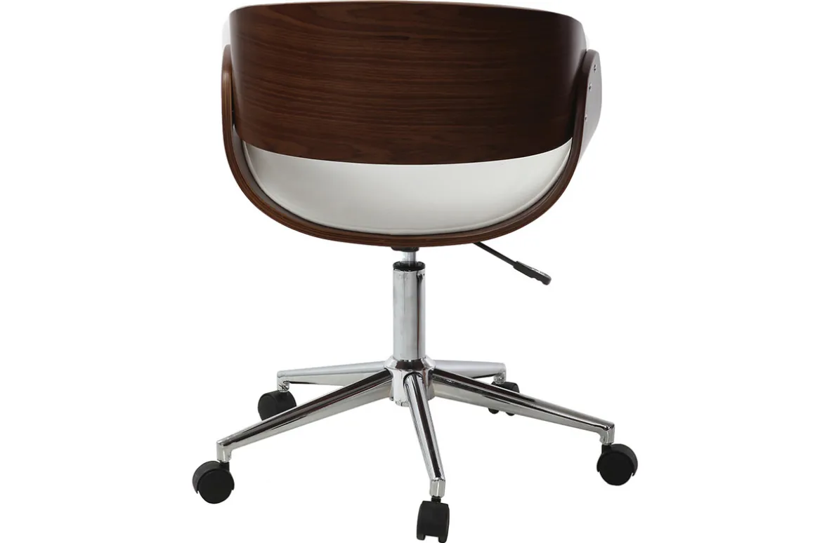 Best Miliboo Silla de escritorio nogal y blanco con ruedas BENT