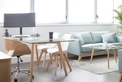 Best Miliboo Silla de escritorio nogal y blanco con ruedas BENT
