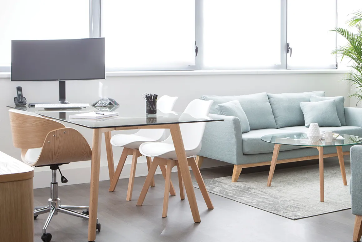 Best Miliboo Silla de escritorio nogal y blanco con ruedas BENT