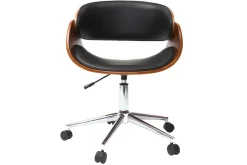 Outlet Miliboo Silla de escritorio nogal y negro con ruedas BENT