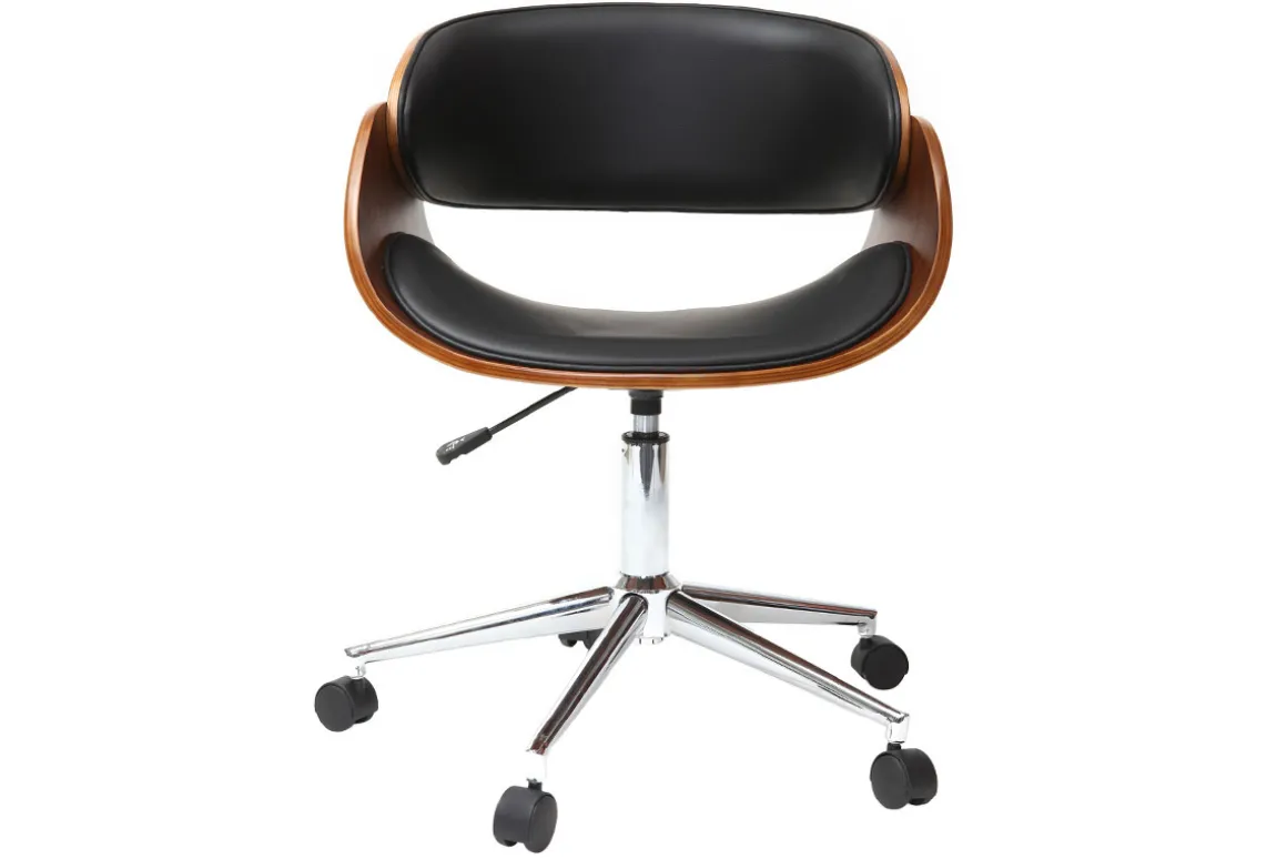 Outlet Miliboo Silla de escritorio nogal y negro con ruedas BENT