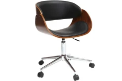 Outlet Miliboo Silla de escritorio nogal y negro con ruedas BENT