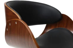 Outlet Miliboo Silla de escritorio nogal y negro con ruedas BENT