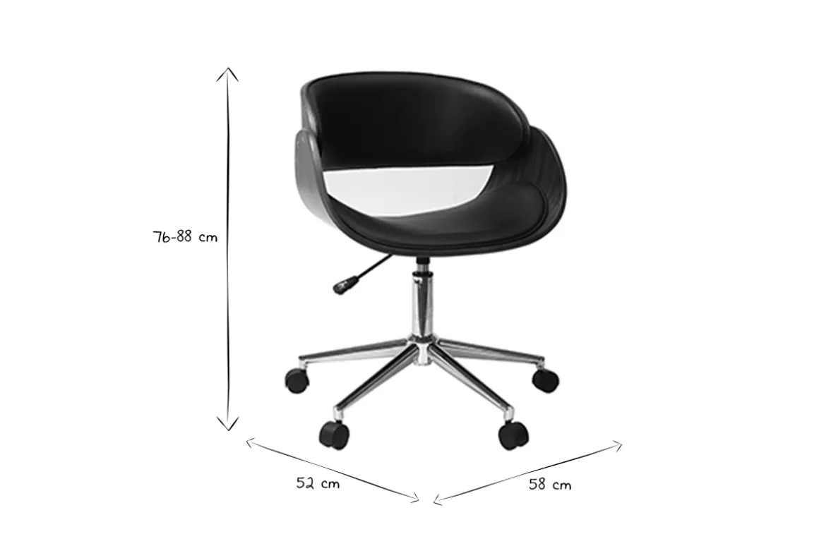 Outlet Miliboo Silla de escritorio nogal y negro con ruedas BENT