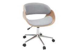 Online Miliboo Silla de escritorio tejido gris claro y madera clara con ruedas BENT