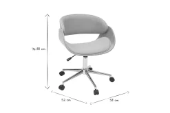 Online Miliboo Silla de escritorio tejido gris claro y madera clara con ruedas BENT