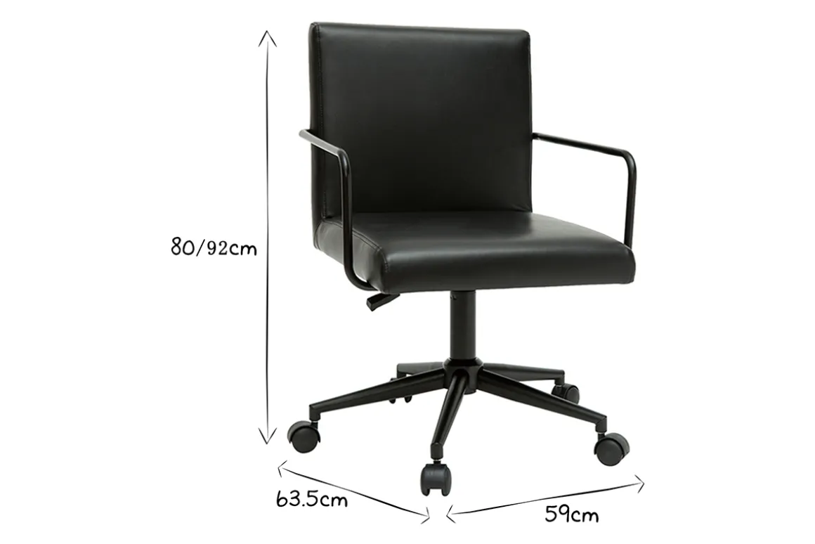 Outlet Miliboo Silla de escritorio vintage de poliuretano y metal negro FLOKI