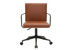 Best Miliboo Silla de escritorio vintage de poliuretano marrón y metal negro FLOKI