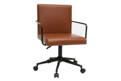 Best Miliboo Silla de escritorio vintage de poliuretano marrón y metal negro FLOKI