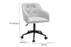 Best Sale Miliboo Silla de oficina acolchada con ruedas de tela de terciopelo texturizado beige y metal negro BALTIK
