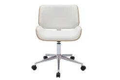 Fashion Miliboo Silla de oficina blanca con madera clara RUBBENS