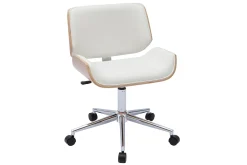 Fashion Miliboo Silla de oficina blanca con madera clara RUBBENS
