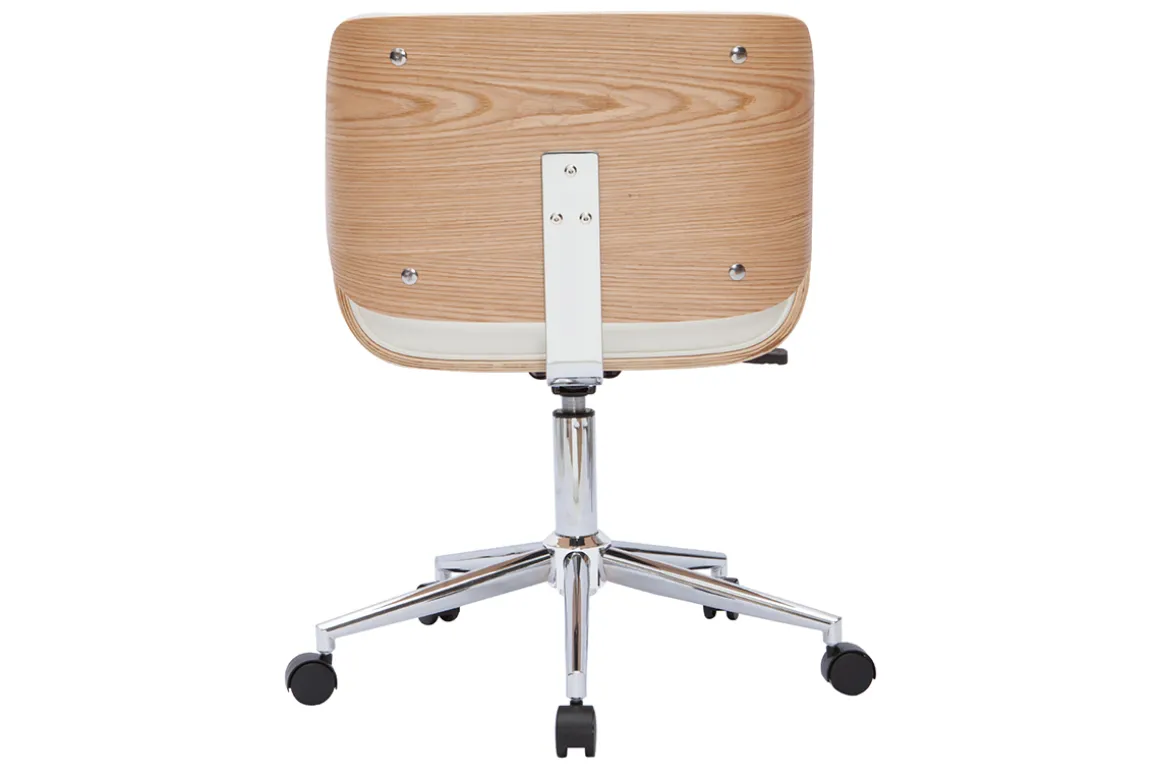 Fashion Miliboo Silla de oficina blanca con madera clara RUBBENS