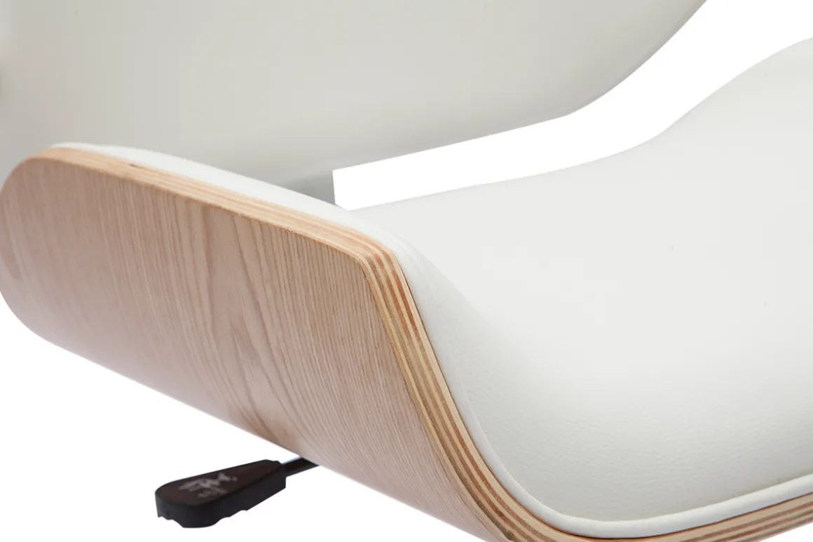 Fashion Miliboo Silla de oficina blanca con madera clara RUBBENS