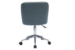 Outlet Miliboo Silla de oficina capitoné con ruedas de tela efecto terciopelo texturizado verde gris y metal cromado BALTIK