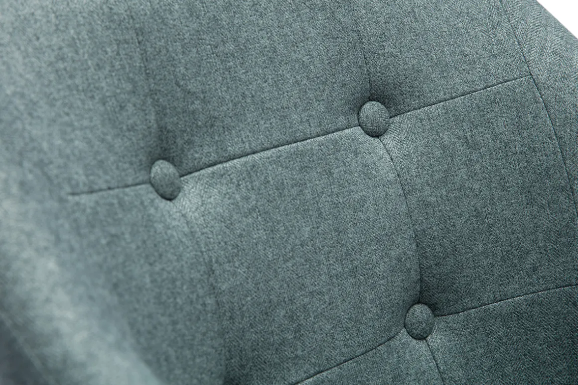 Outlet Miliboo Silla de oficina capitoné con ruedas de tela efecto terciopelo texturizado verde gris y metal cromado BALTIK