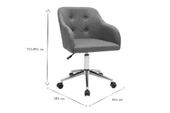 Outlet Miliboo Silla de oficina capitoné con ruedas de tela efecto terciopelo texturizado verde gris y metal cromado BALTIK