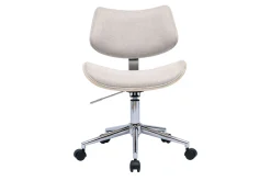 Flash Sale Miliboo Silla de oficina con ruedas de diseño en tela de terciopelo beige, madera de roble claro y metal MALMO