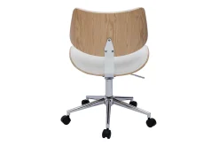 Hot Miliboo Silla de oficina de diseño con ruedas de color blanco, roble claro y metal MALMO