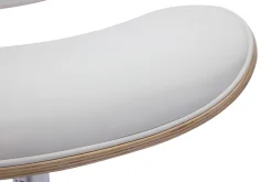 Hot Miliboo Silla de oficina de diseño con ruedas de color blanco, roble claro y metal MALMO