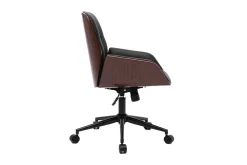 Best Sale Miliboo Silla de oficina de diseño negra con ruedas, madera oscura y metal negro MARLOW