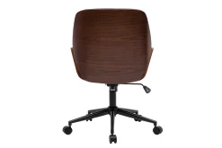 Best Sale Miliboo Silla de oficina de diseño negra con ruedas, madera oscura y metal negro MARLOW