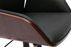 Best Sale Miliboo Silla de oficina de diseño negra con ruedas, madera oscura y metal negro MARLOW