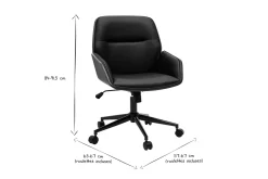 Best Sale Miliboo Silla de oficina de diseño negra con ruedas, madera oscura y metal negro MARLOW
