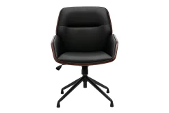 Cheap Miliboo Silla de oficina giratoria de diseño 360° negro, madera oscura y metal negro MARLOW