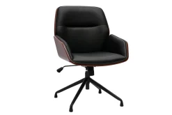 Cheap Miliboo Silla de oficina giratoria de diseño 360° negro, madera oscura y metal negro MARLOW