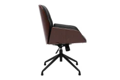 Cheap Miliboo Silla de oficina giratoria de diseño 360° negro, madera oscura y metal negro MARLOW