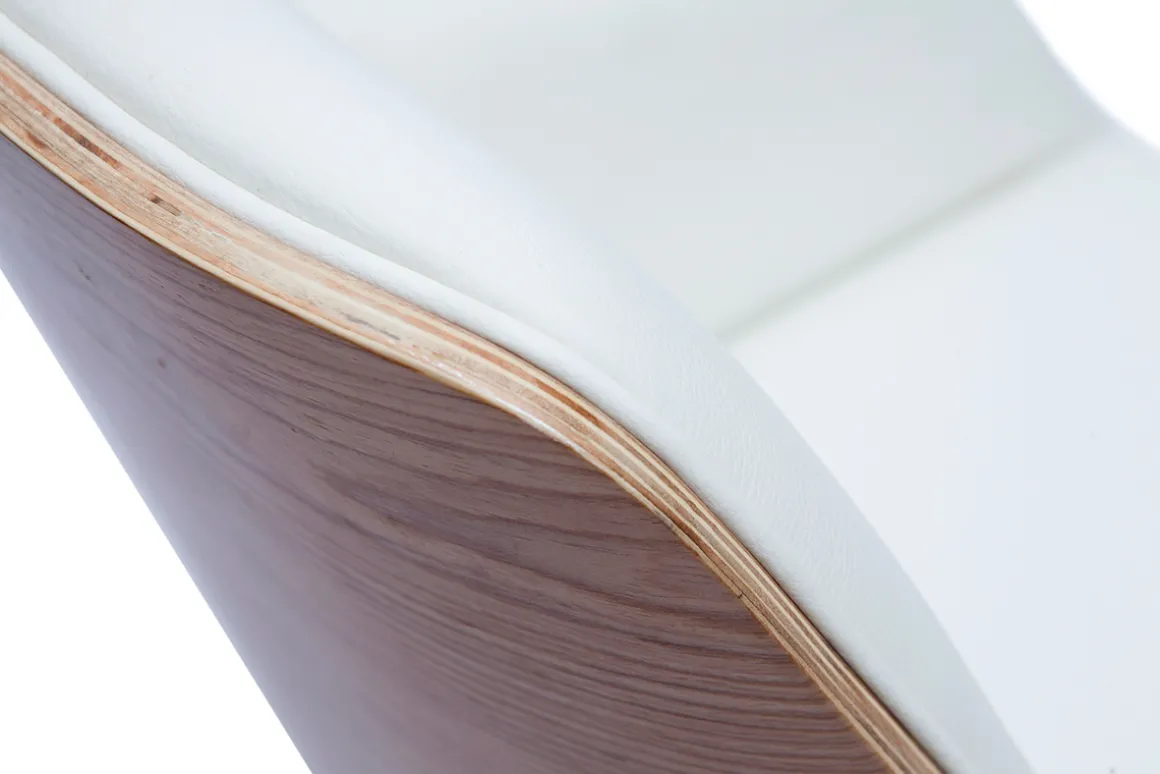 Sale Miliboo Silla de oficina giratoria blanca con madera clara MARLOW
