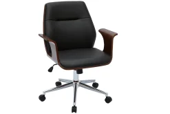 Flash Sale Miliboo Silla de oficina moderna negra con madera oscura RUFIN