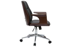 Flash Sale Miliboo Silla de oficina moderna negra con madera oscura RUFIN