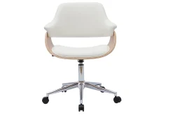 Fashion Miliboo Silla de oficina moderna blanca y madera clara HANSEN