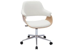 Fashion Miliboo Silla de oficina moderna blanca y madera clara HANSEN