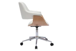 Fashion Miliboo Silla de oficina moderna blanca y madera clara HANSEN
