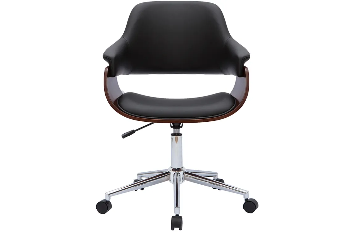 Cheap Miliboo Silla de oficina moderna negra con madera oscura HANSEN
