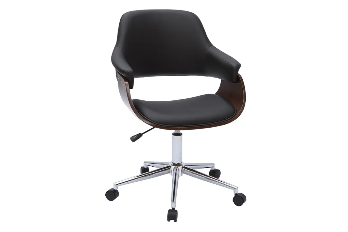 Cheap Miliboo Silla de oficina moderna negra con madera oscura HANSEN