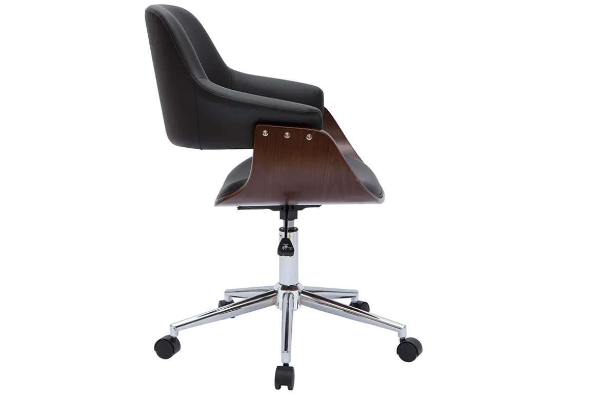Cheap Miliboo Silla de oficina moderna negra con madera oscura HANSEN