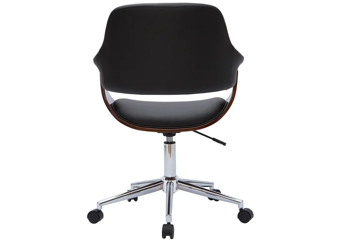 Cheap Miliboo Silla de oficina moderna negra con madera oscura HANSEN