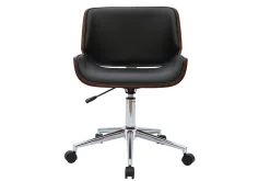 Flash Sale Miliboo Silla de oficina negra y madera oscura RUBBENS
