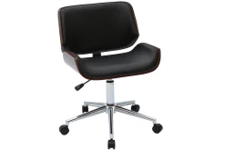 Flash Sale Miliboo Silla de oficina negra y madera oscura RUBBENS