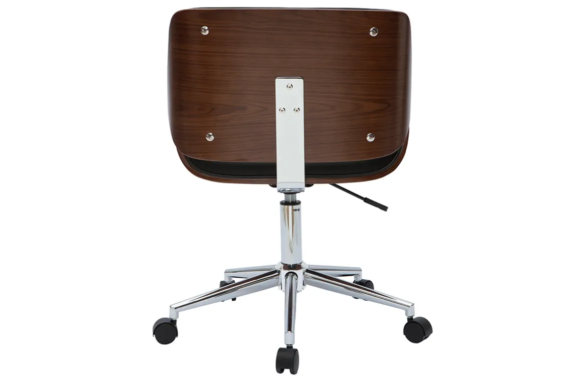 Flash Sale Miliboo Silla de oficina negra y madera oscura RUBBENS