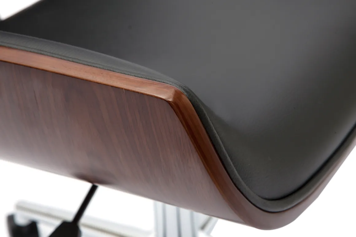 Flash Sale Miliboo Silla de oficina negra y madera oscura RUBBENS