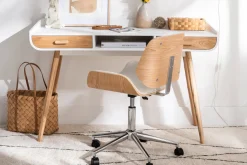 Flash Sale Miliboo Silla de oficina negra y madera oscura RUBBENS