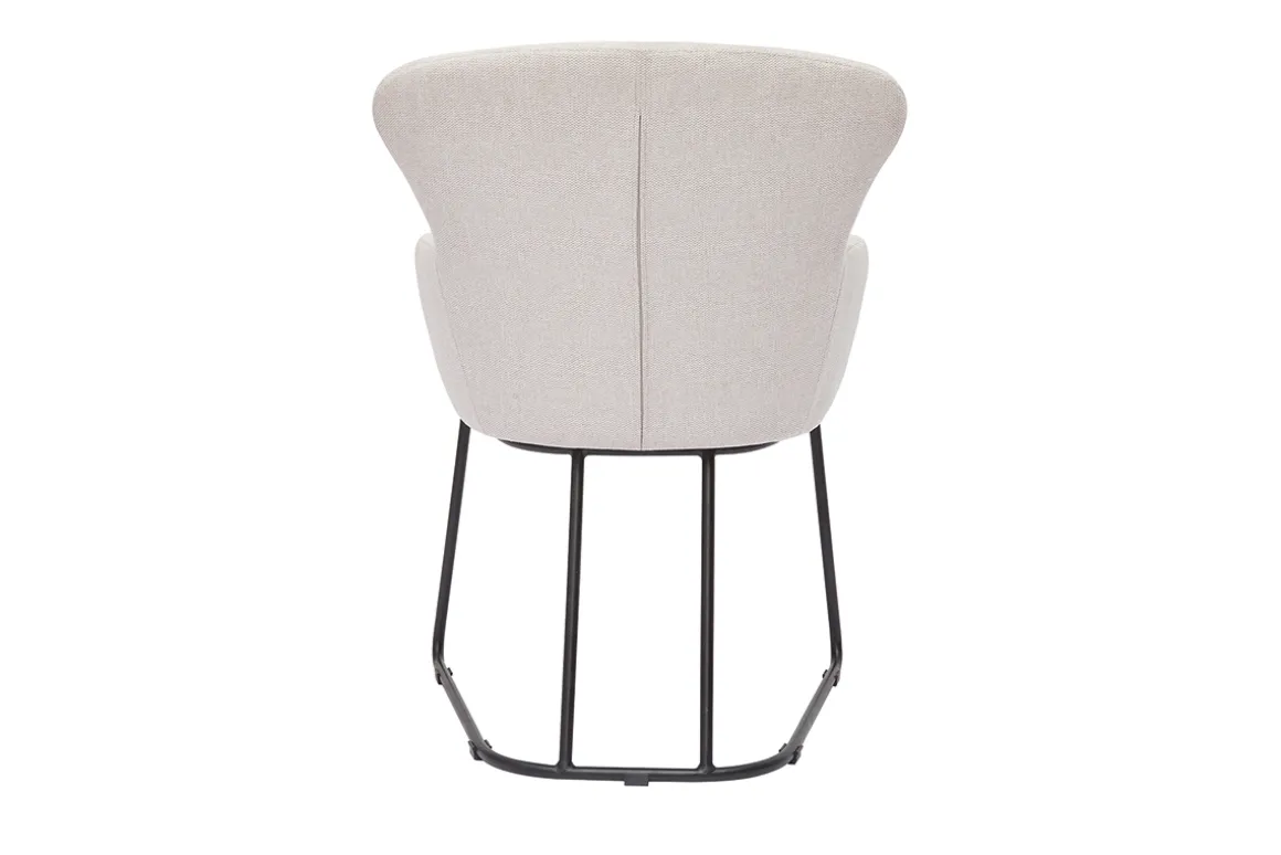 Online Miliboo Silla de tejido efecto aterciopelado texturizado beige y metal negro BRITT